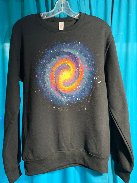 Adult Spiral Galaxy Glow Pullover Sweatshirt