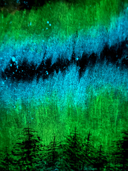 Glow in the Dark Aurora Borealis Jean Jacket - Hand Painted, Women's Medium Denim Jacket