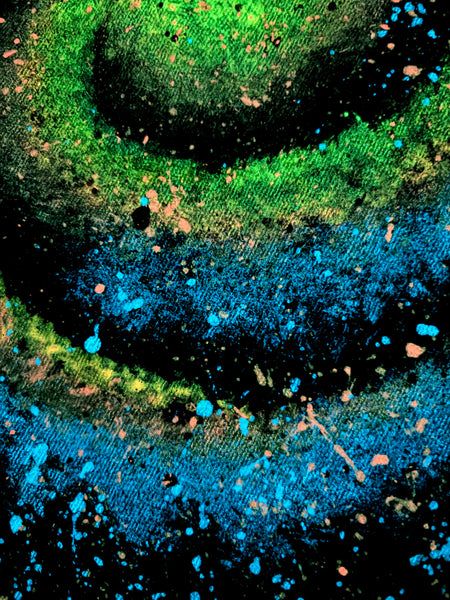 Spiral Galaxy Glow in the Dark Jean Jacket - Hand Painted, Upcycled Women's Medium Denim Jacket