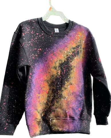 Kids Milky Way Galaxy Glow Pullover Sweatshirt
