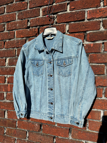 Purple & Orange Galaxy Glow in the Dark Jean Jacket - Hand Painted, Upcycled Women's Denim Jacket