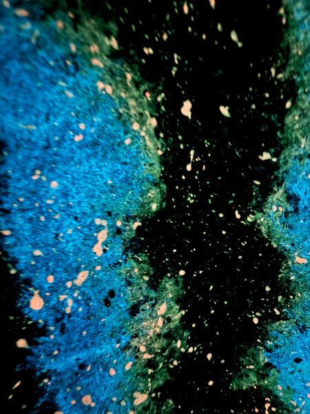 Blue & Pink Galaxy Glow in the Dark Jean Jacket - Hand Painted, Upcycled Women's Denim Jacket