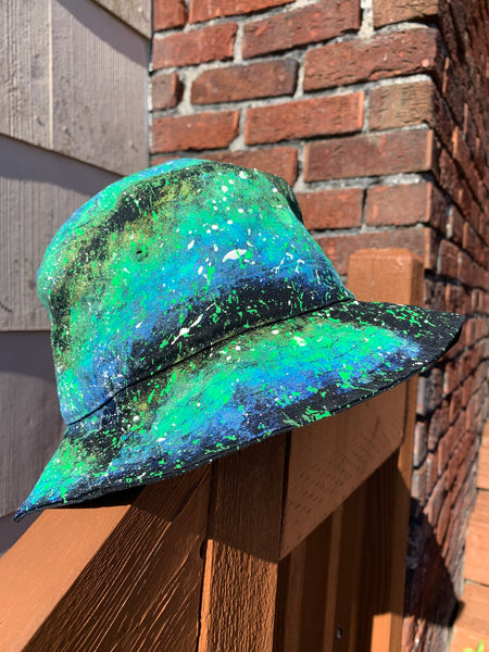 Blue and Green Galaxy - Glow in the Dark Bucket Hat