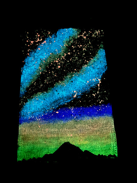 Sunset Galaxy Glow in the Dark Jean Jacket - Hand Painted, Upcycled Women's Denim Jacket