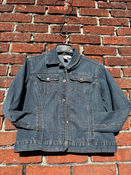 Green and Blue Cosmic Glow in the Dark Jean Jacket - Hand Painted, Upcycled Women's Denim Jacket