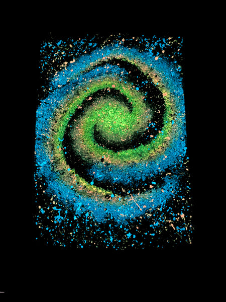 Spiral Galaxy Glow in the Dark Jean Jacket - Hand Painted, Upcycled Women's Medium Denim Jacket