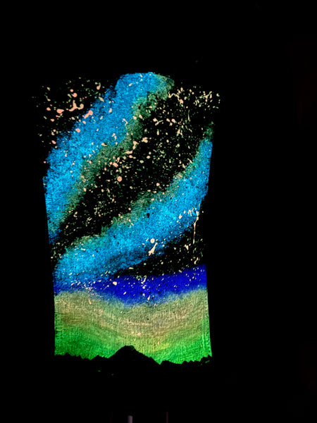 Sunset Galaxy Glow in the Dark Jean Jacket - Hand Painted, Upcycled Women's Denim Jacket