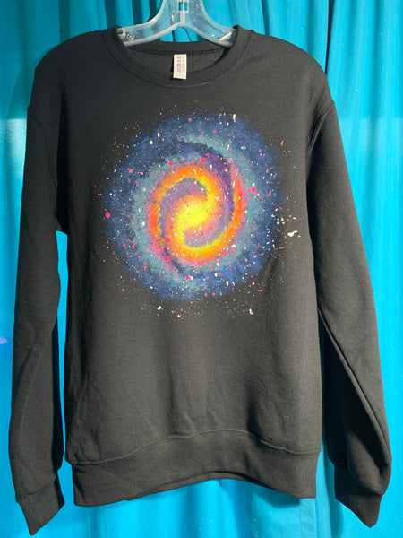 Adult Spiral Galaxy Glow Pullover Sweatshirt